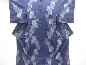色紙に華紋模様織出し手織り紬着物
